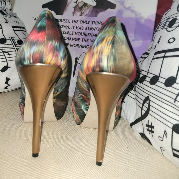 Aldo Pumps Abstract Mixed Print Satin Platform Heels Size 37 (US 6.5) - Picture 3 of 8